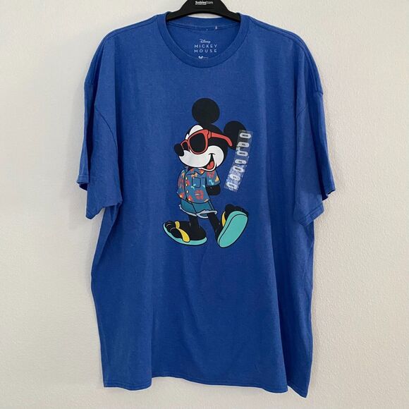 Disney  Graphic T Shirt Men's XXL Blue  Cool Glasses‎ Mickey Mouse - Picture 1 of 8